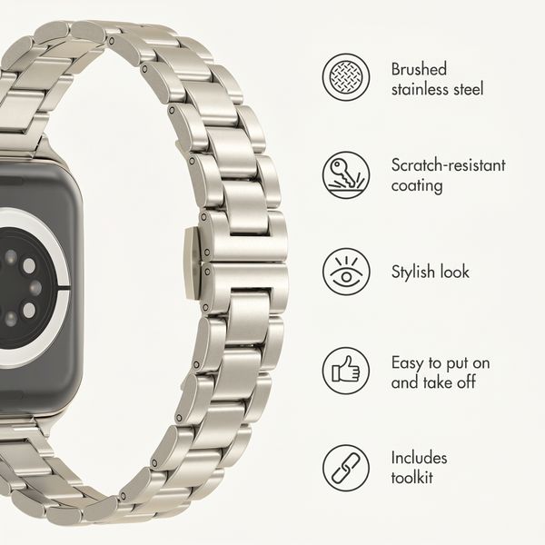 Selencia Slim Steel Link Band Apple Watch | 38/40/41/42 mm - Starlight