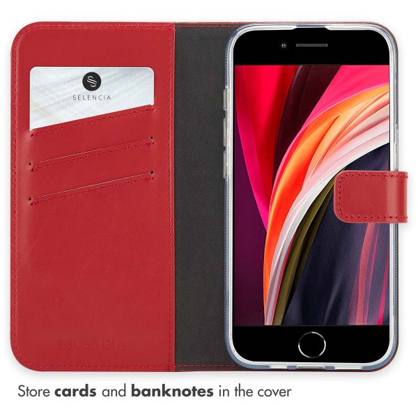 Selencia Genuine Leather Book Case Apple iPhone 17e / 16e - Red