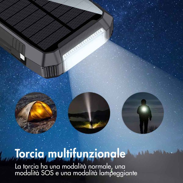 imoshion Solar Powerbank 30.000 mAh - Draadloze powerbank op zonne-energie - Quick Charge en Power Delivery - Zwart