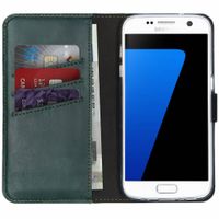 Selencia Echt Lederen Bookcase Samsung Galaxy S7 - Groen