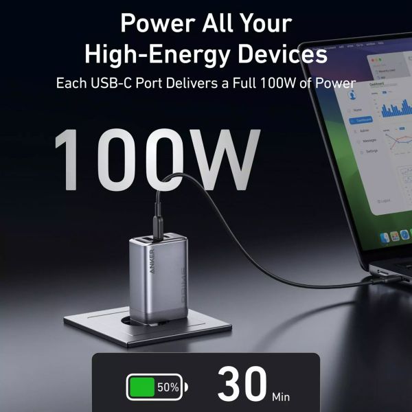 Anker Prime Charger 100 watt GaN | 3 poorten