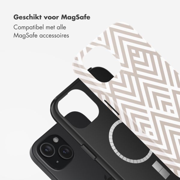 Selencia Vivid Backcover met MagSafe Apple iPhone 15 - Beige Zigzag