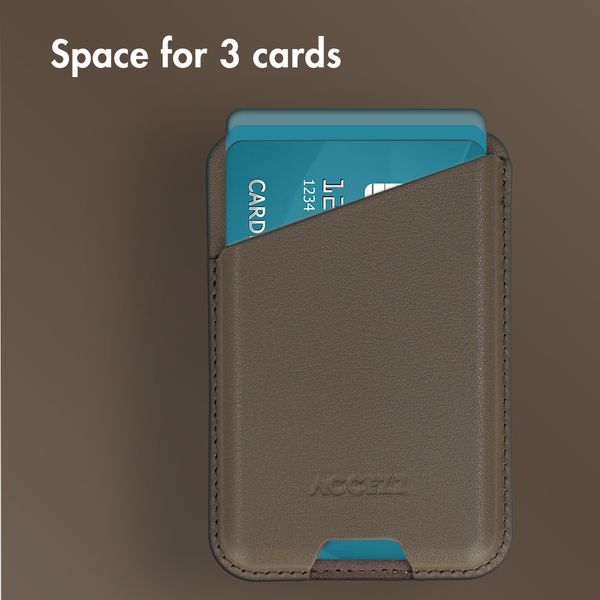 Accezz Leather Card Holder - Compatible with MagSafe and Qi2 - Coffee Brown