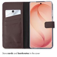 Selencia Genuine Leather Book Case Samsung Galaxy S26 Plus - Brown