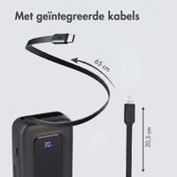 imoshion Powerbank met uittrekbare kabel 10.000 mAh - Power Delivery - USB-C + Lightning - Zwart