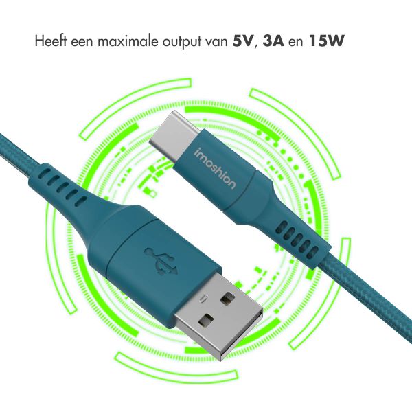 imoshion Braided USB-C naar USB kabel - 1 meter - Donkerblauw