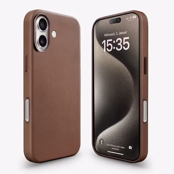 Woodcessories Bio Leather Case MagSafe Apple iPhone 16 - Leather Brown