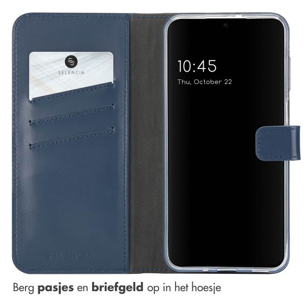 Selencia Echt Leren Bookcase Samsung Galaxy A16 - Blauw