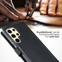 Selencia Echt Leren Bookcase Samsung Galaxy S25 Ultra - Zwart