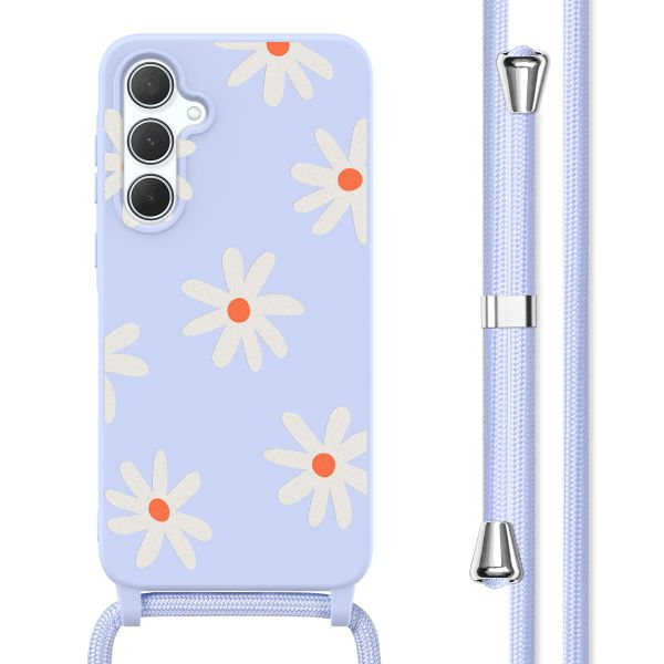 imoshion Siliconen design hoesje met koord Samsung Galaxy A35 - Lila Flower Distance