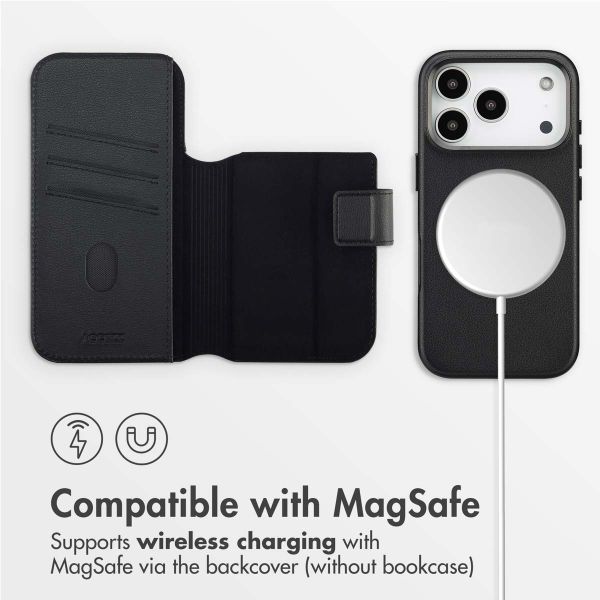 Accezz 2-in-1 Leather Bookcase with MagSafe Apple iPhone 17 Pro - Onyx Black