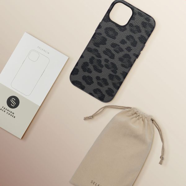 Selencia Sabi Back Cover Panther Print with MagSafe Apple iPhone 14 - Midnight Black