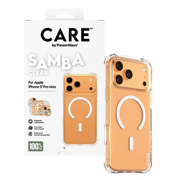 CARE by PanzerGlass Fashionable Case Samba met MagSafe Apple iPhone 17 Pro Max - Clear / White