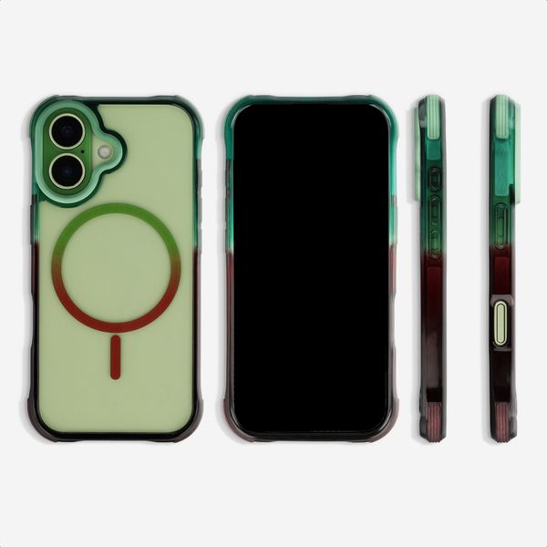 Selencia Gradient Backcover met MagSafe Apple iPhone 17 - Groen / Bruin
