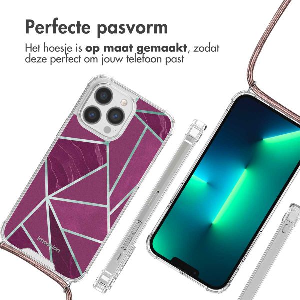 imoshion Design hoesje met koord iPhone 13 Pro - Bordeaux Graphic