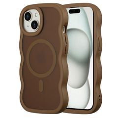 Selencia Wavy Backcover met MagSafe Apple iPhone 15 - Mocha Brown