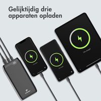 imoshion Powerbank 27.000 mAh + Accezz Ultra Slim GaN Oplader + Accezz USB-C naar USB-C kabel - 1 meter - Zwart
