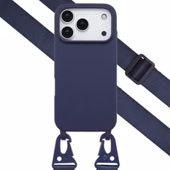 Selencia Siliconen hoesje met afneembaar koord Apple iPhone 17 Pro Max - Donkerblauw