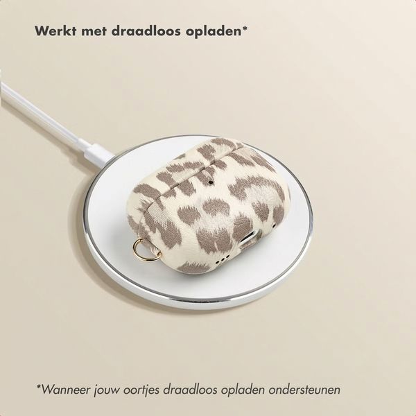 Selencia Sabi Case met panterprint  Apple Airpods Pro 3 - Soft Ivory