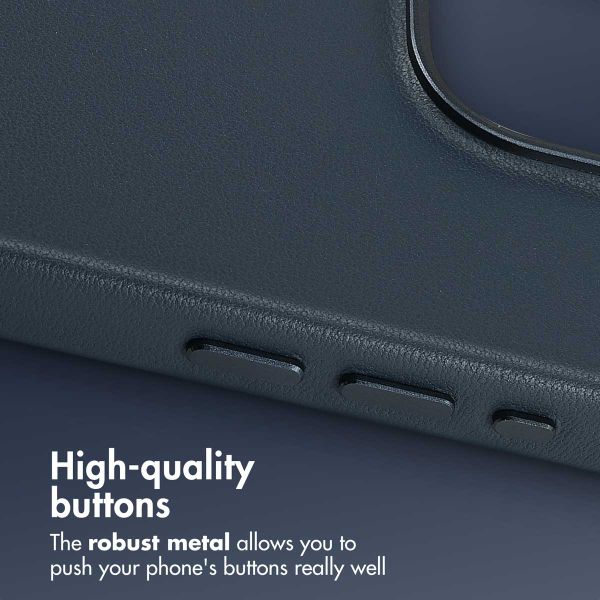 Accezz Leather Back Cover with MagSafe Apple iPhone 15 Pro - Nightfall Blue