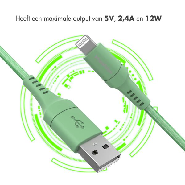 imoshion Lightning naar USB kabel - Non-MFi - Gevlochten textiel - 2 meter - Groen