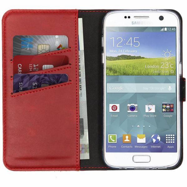 Selencia Echt Lederen Bookcase Samsung Galaxy S7 - Rood