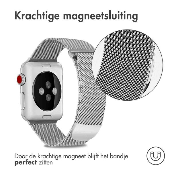 imoshion Milanees magnetisch bandje Apple Watch Series 1 t/m 9 / SE (38/40/41 mm) | Series 10 (42 mm) - Maat S - Zilver