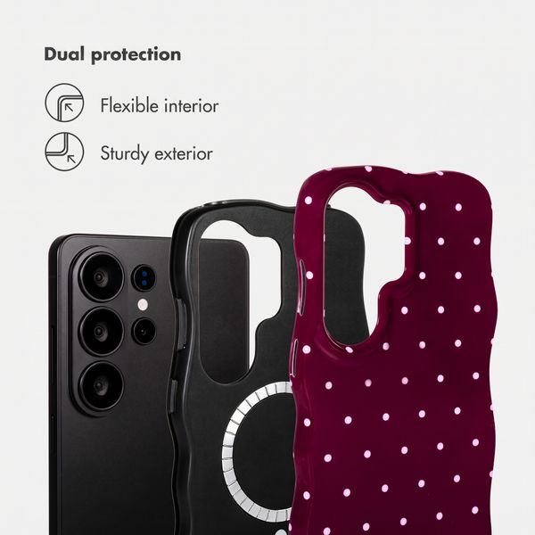 Selencia Vivid Wavy Back Cover with MagSafe Samsung Galaxy S26 Ultra - Happy Dots Burgundy