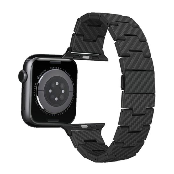 Pitaka Carbon Fiber bandje Apple Watch | 44/45/46/49 mm - Retro Carbon Black