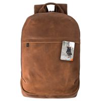 Accezz Leather Laptop rugzak 16 inch - Cognac