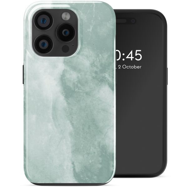 Selencia Vivid Tough Backcover met MagSafe iPhone 15 Pro - Marble Grayed Jade