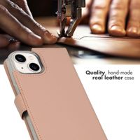 Selencia Genuine Leather Book Case Apple iPhone 14 - Dusty Pink