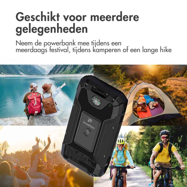 imoshion Solar Powerbank - Draadloze powerbank op zonne-energie - Quick Charge en Power Delivery - 30.000 mAh - Zwart