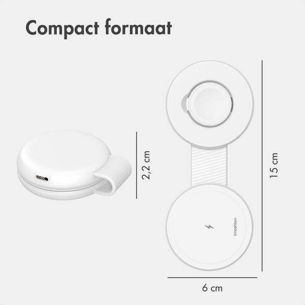 imoshion 2-in-1 Draadloze Reisoplader 25W - iPhone / AirPods / Apple Watch - Qi2.2 - Wit