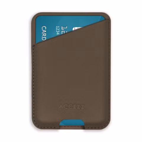 Accezz Leren Kaarthouder - Geschikt voor MagSafe en Qi2 - Coffee Brown