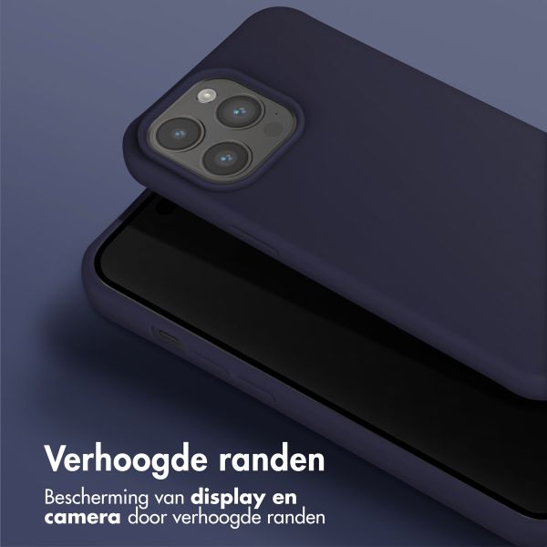 Selencia Siliconen hoesje met afneembaar koord Apple iPhone 15 Pro Max - Donkerblauw