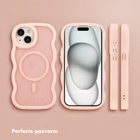 Selencia Wavy Backcover met MagSafe Apple iPhone 15 - Soft Pink
