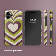 Selencia Vivid Backcover met MagSafe Apple iPhone 16 - Double Hearts Plum Fern