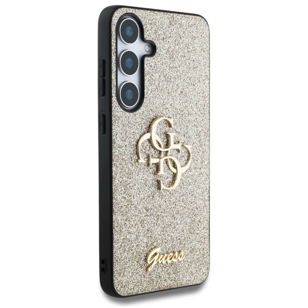 Guess 4G Metal Logo Glitter Backcover Samsung Galaxy S25 - Goud