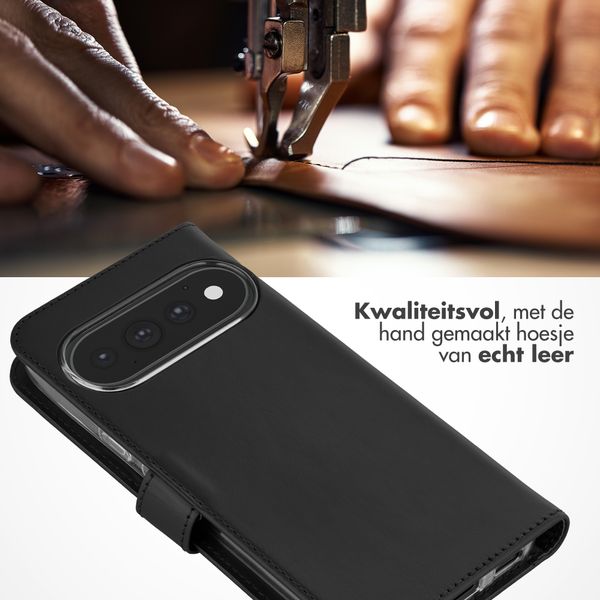 Selencia Echt Leren Bookcase Google Pixel 11 / 11 Pro - Zwart
