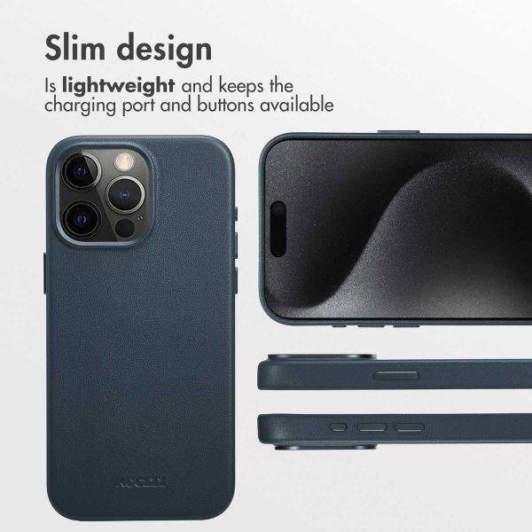 Accezz Leather Back Cover with MagSafe Apple iPhone 15 Pro Max - Nightfall Blue