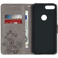 Klavertje Bloemen Bookcase Alcatel 1S (2019) - Grijs