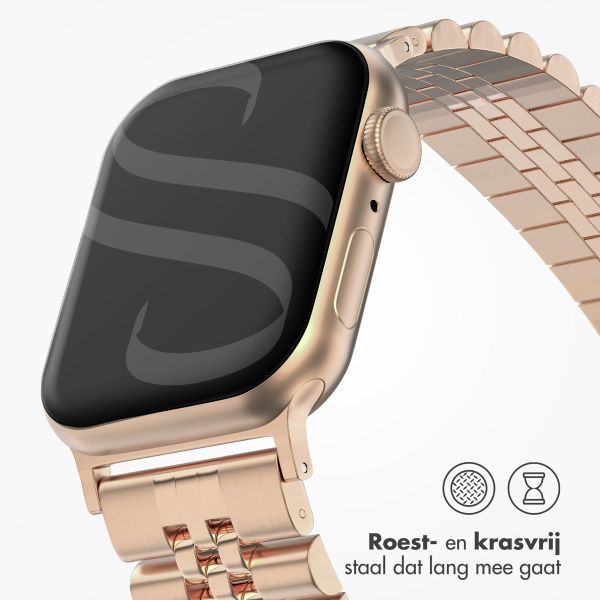Selencia Jubilee stalen bandje Apple Watch Series 1 t/m 9 / SE (38/40/41 mm) | Series 10 / 11 (42 mm) - Rosé Goud