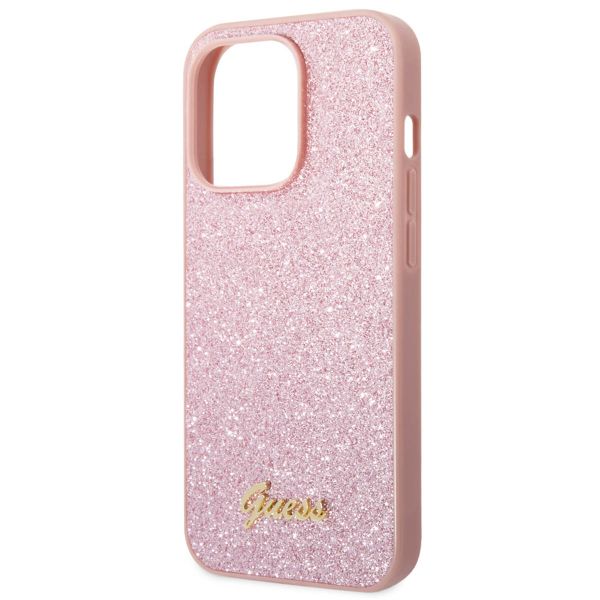 Guess Glitter Flakes Backcover Apple iPhone 14 Pro - Roze