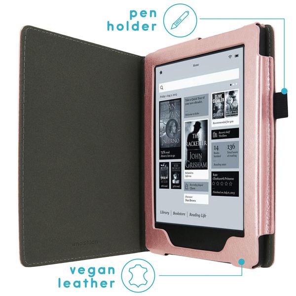 imoshion Vegan Leather Bookcase Kobo Aura H2O - Rosé Goud