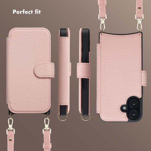Selencia Riva Bookcase with MagSafe and phone strap Apple iPhone 16 - Old Pink