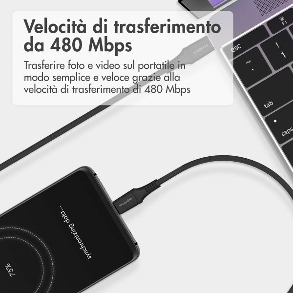 imoshion Braided USB-C naar USB-C kabel - 2 meter - Zwart