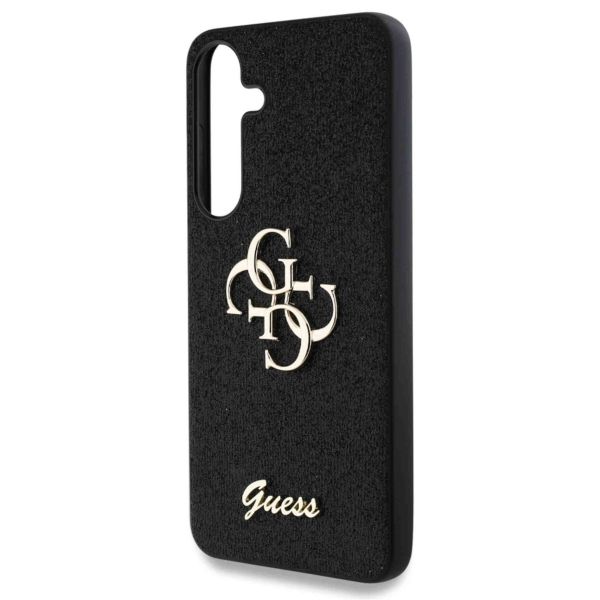 Guess 4G Metal Logo Glitter Backcover Samsung Galaxy S25 Plus - Zwart