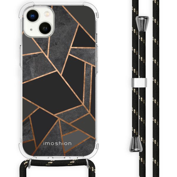 imoshion Design hoesje met koord iPhone 14 Plus - Grafisch Koper - Zwart / Goud