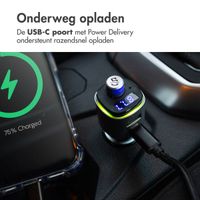 imoshion Bluetooth FM Transmitter Auto - met Power Delivery USB-C oplaadpoort - Zwart / Zilver